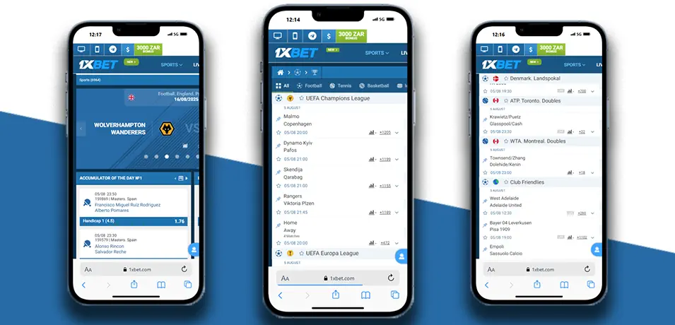 1xBet Sportsbook Mobile Experience and App Banner