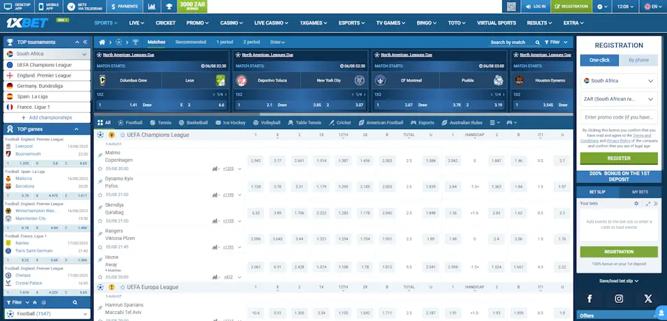 1xBet Sportsbook Platform Overview and Features Screenshot