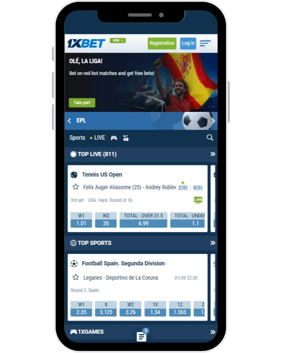 App 1xbet – User-friendly and reliable Screenshot