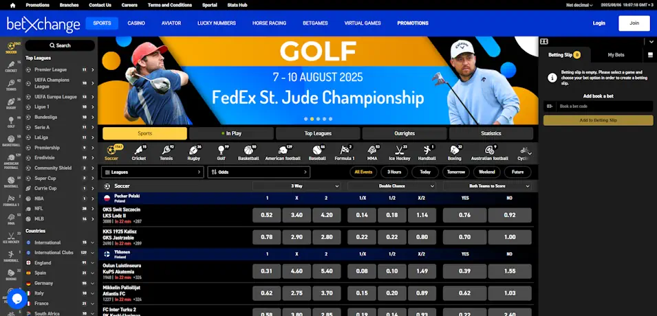 BetXchange Sportsbook Sports Coverage & Betting Markets Baner