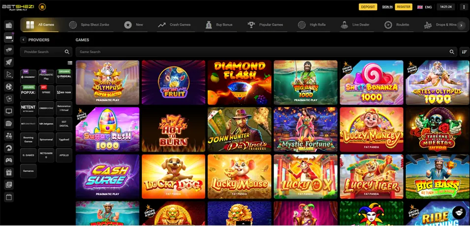 Betshezi Casino Gaming Portfolio Analysis Screenshot