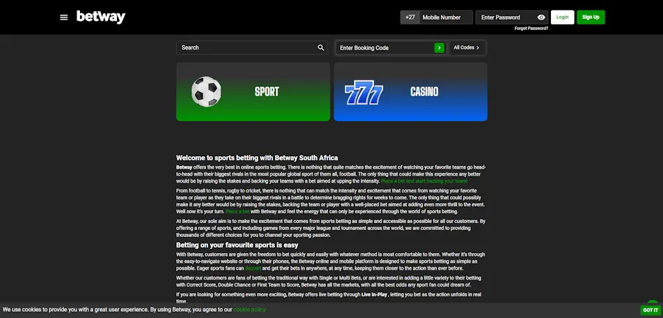 Betway Casino Review Screenshot