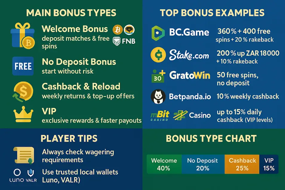 Best Bitcoin Gambling Sites for Bonuses Infographic