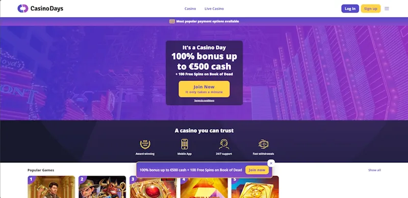 CasinoDays Casino screenshot