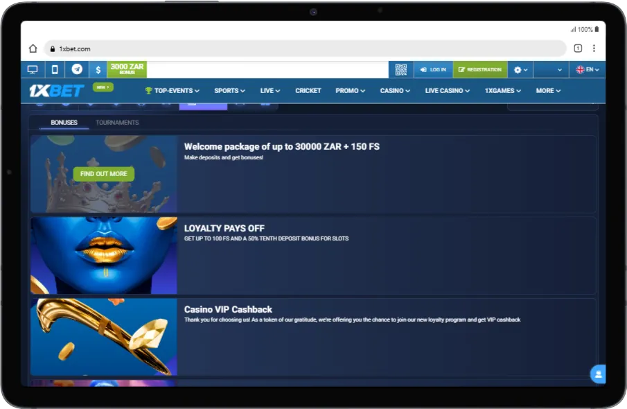Casino 1xbet Bonuses Mobile Screenshot