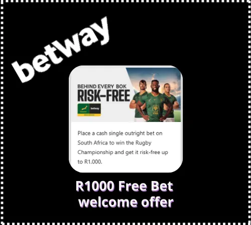 Casino Betway: R1000 Free Bet welcome offer Banner