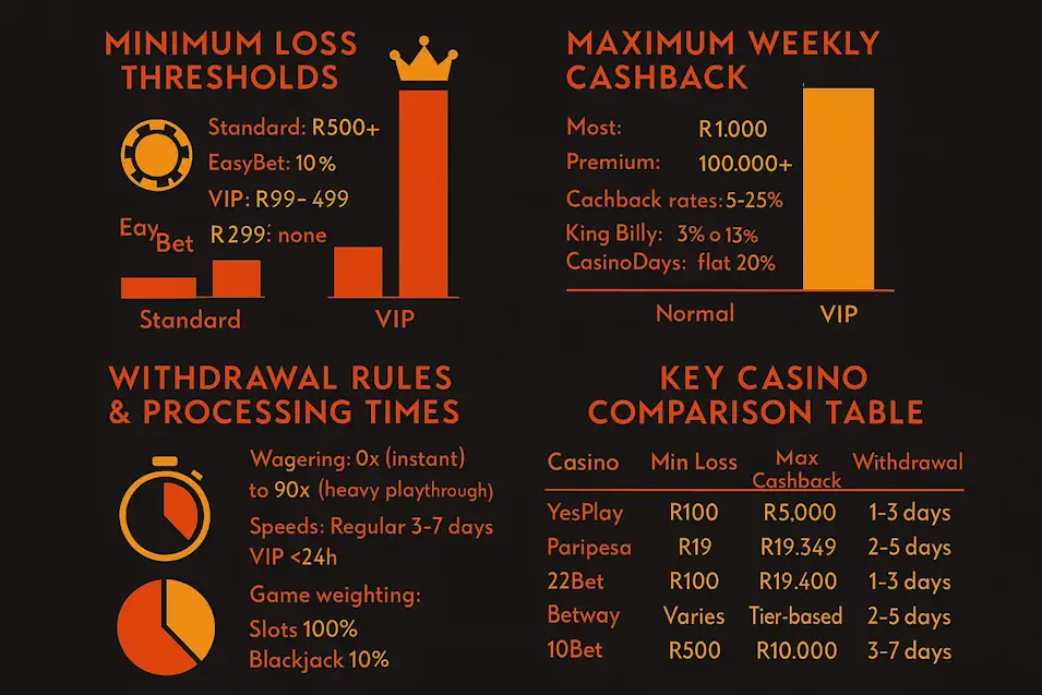 Comparing Cashback Terms Across Leading SA Casinos Infographic
