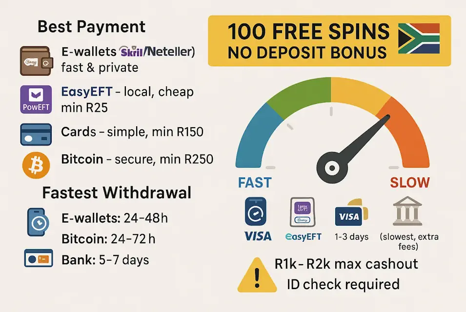 Payment Methods at No Deposit Casinos in South Africa Infographic