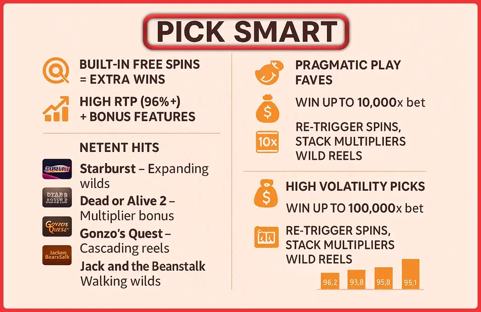 Online Slots with the Best Free Spins Features Infographic