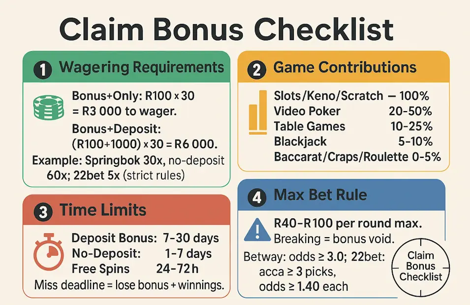 General Casino Wagering Requirements and Bonus Terms Infographic