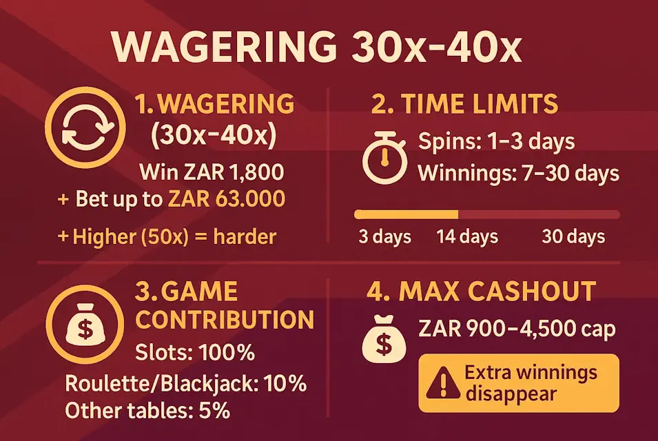 Wagering Requirements for 120 Free Spins Infographic