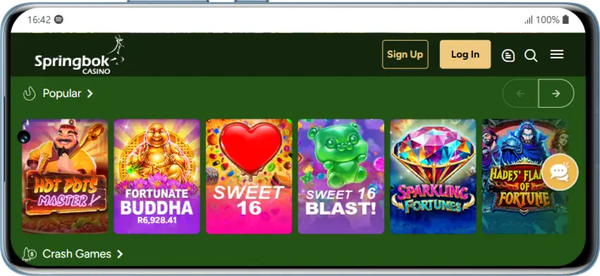 Springbok Casino Games Mobile Screenshot