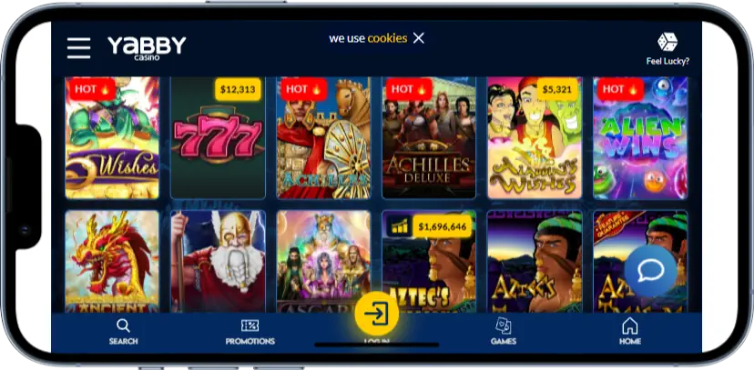 Yabby Casino Games Mobile Screenshot