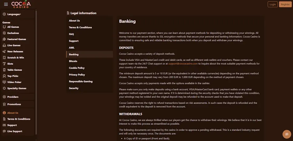 Cocoa Casino Payment Solutions Deep Dive Screenshot