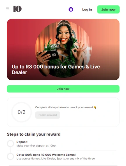 10bet Welcome Bonus Screenshot
