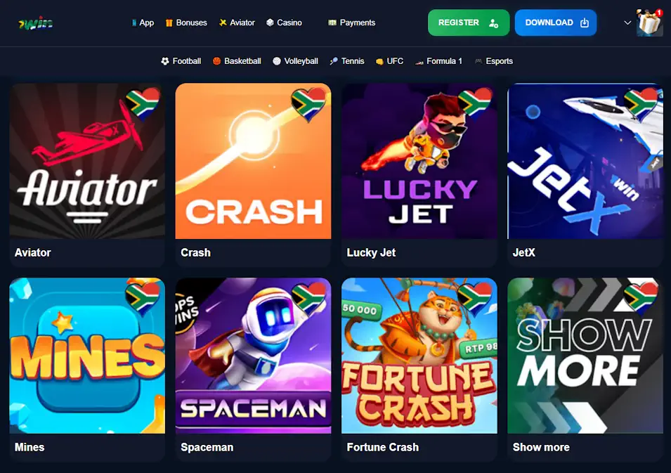 1win Games and slots Screenshot