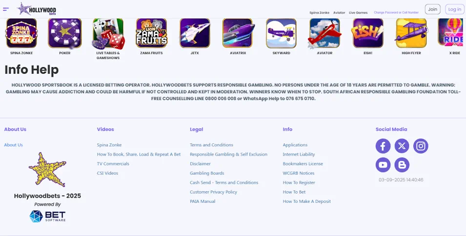 HollywoodBets Security and License Screenshot