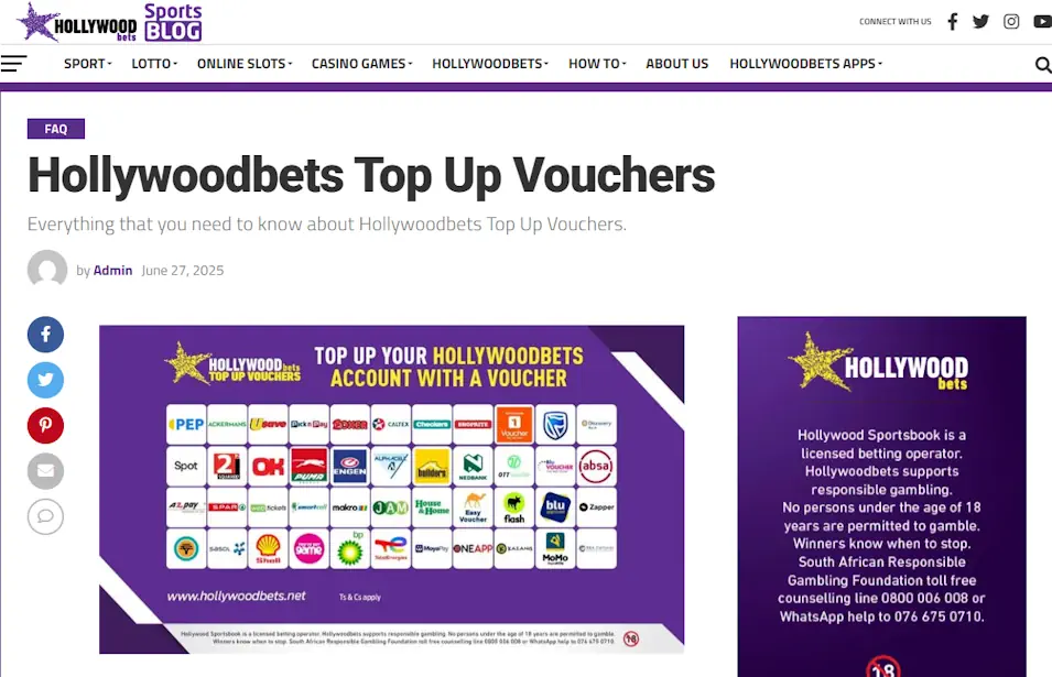 Hollywoodbets Vouchers Screenshot
