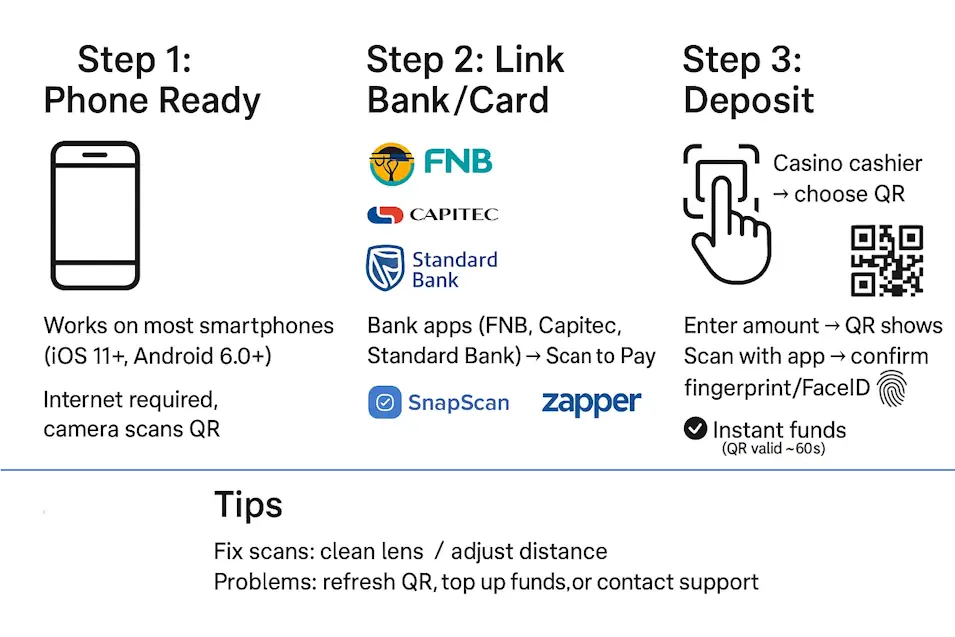 Step-by-Step Guide to Making QR Code Casino Deposits Infographic
