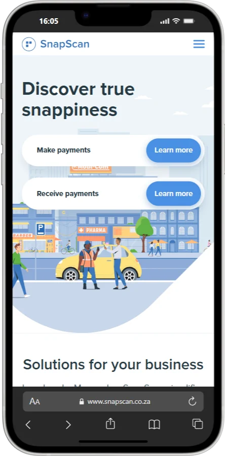 Snapscan Deposit Method Webpage Mobile Screenshot