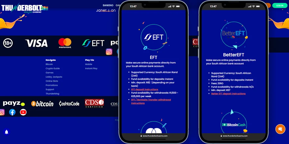 Thunderbolt Casino Banking Banner