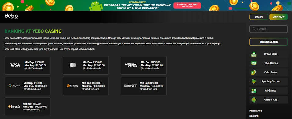 Yebo Banking Screenshot