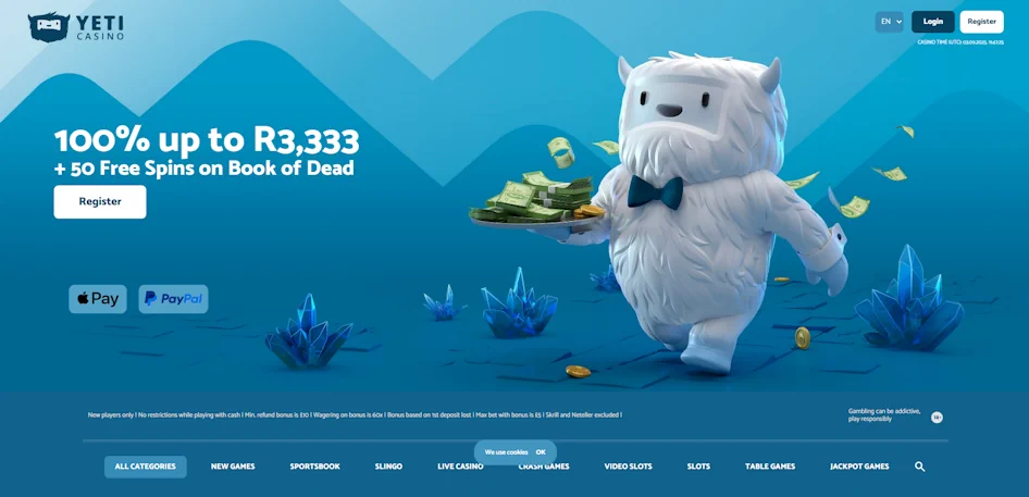 Yeti Homepage Screenshot