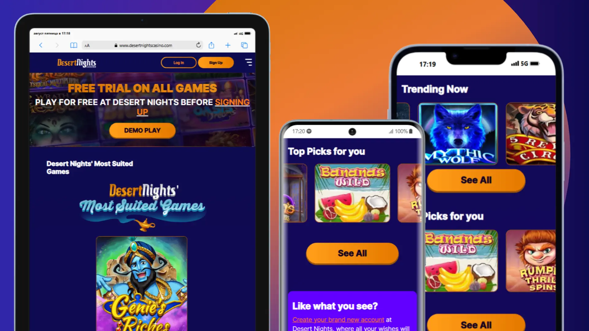 Desert Nights Casino Mobile Gaming Experience Banner