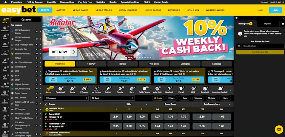 easybet Sports Betting Options Screenshot