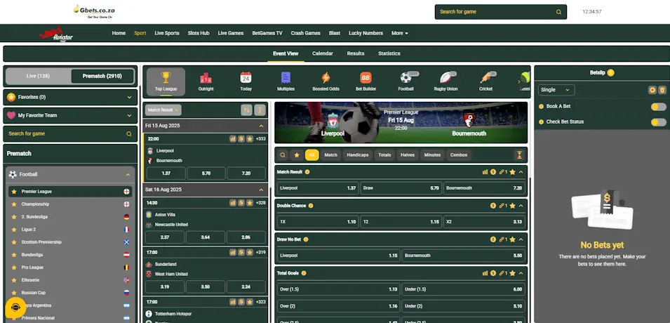 Gbets Casino Pre-match Betting Test Results Screenshot