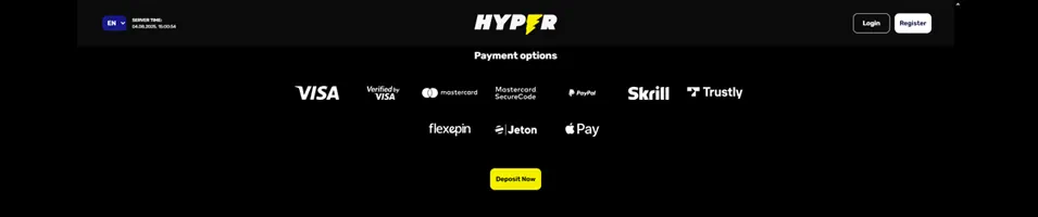 Hyper Casino Payment Processing Evaluation Screenshot