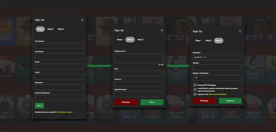 Jackpot Cash Casino Sign Up Process Banner