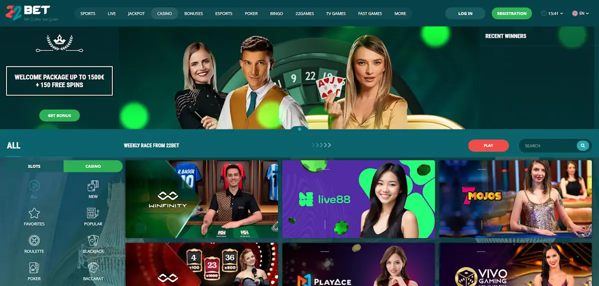 22bet Casino﻿ Screenshot