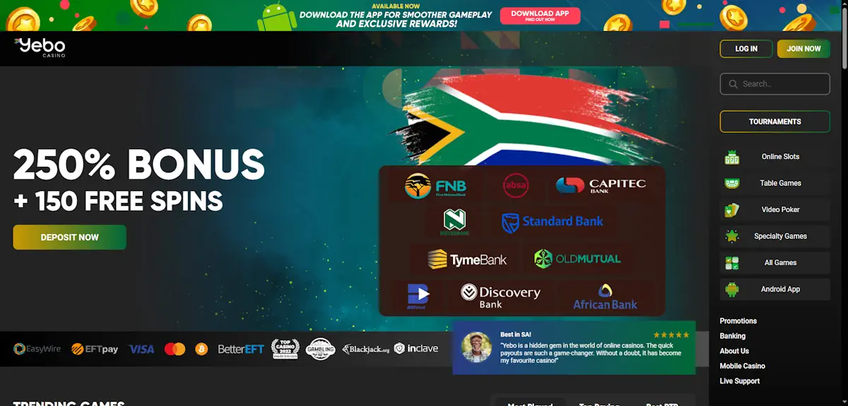Yebo Casino Screenshot