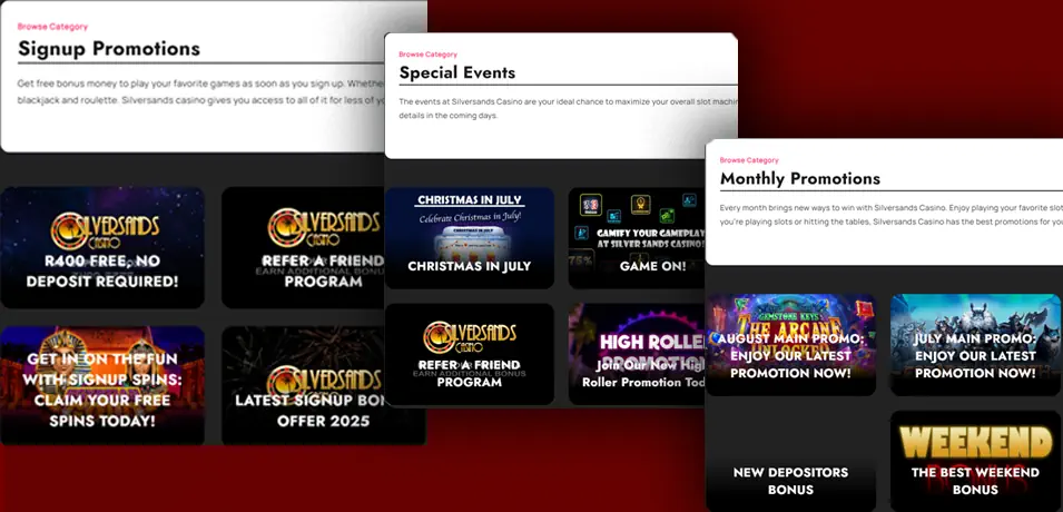 Silver Sands Casino Bonus Structure and Rewards Banner