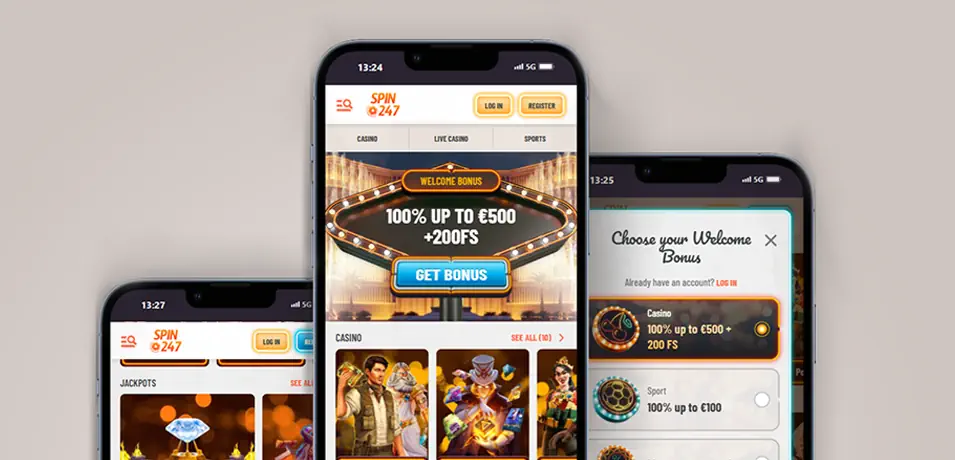 Spin247 Casino Mobile Gaming Experience Banner
