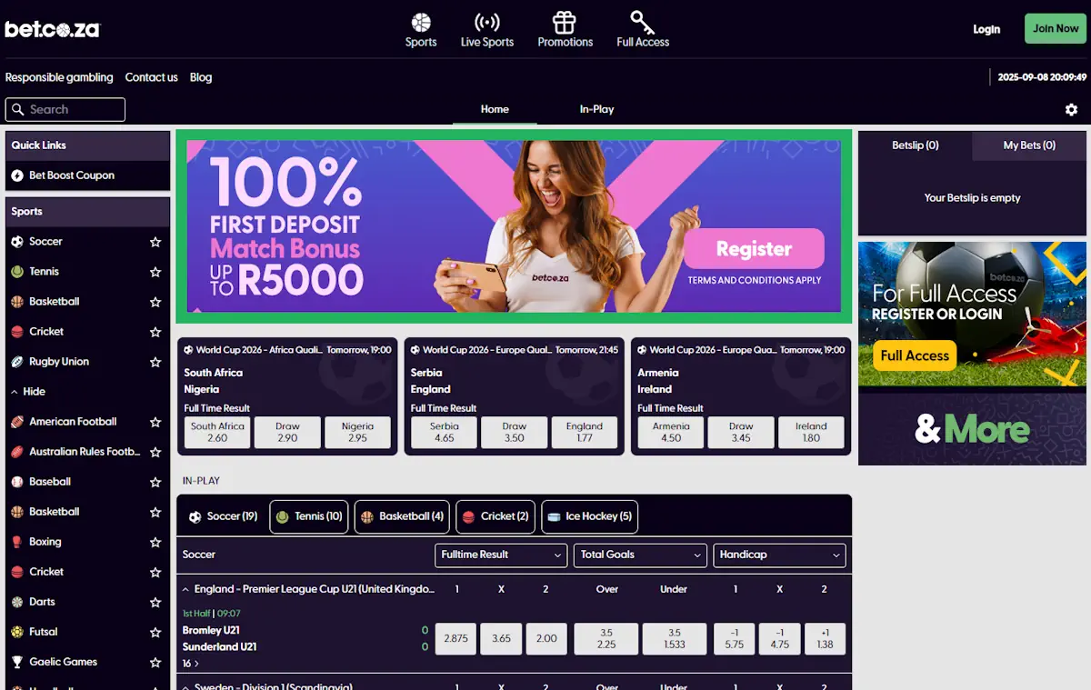 Bet.co.za Welcome Bonus Screenshot