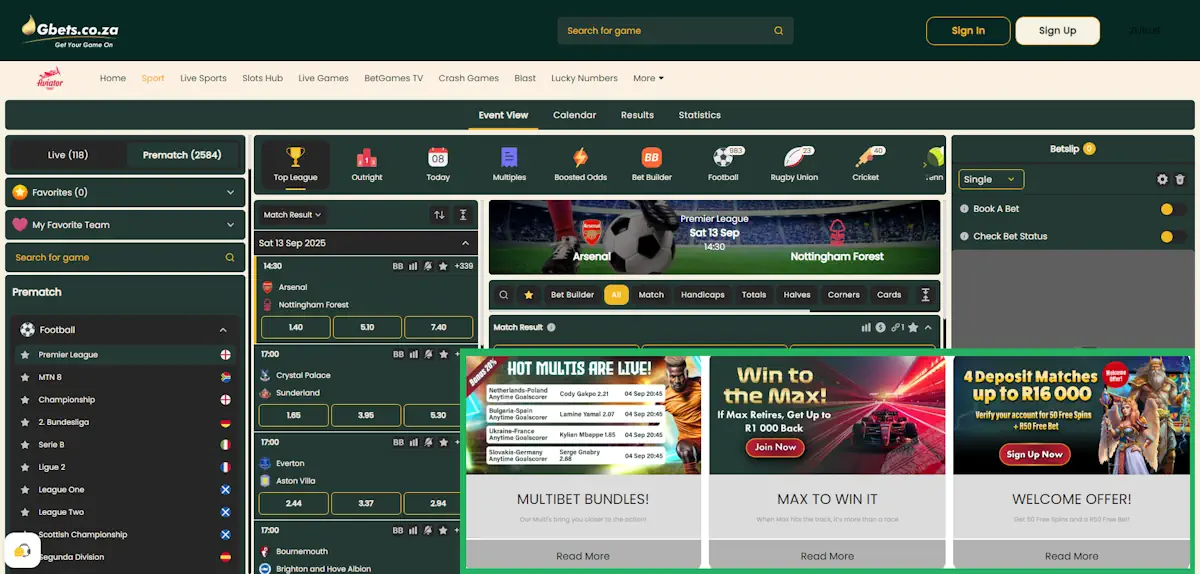 GBets Welcome Bonus Screenshot