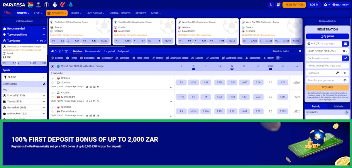 Paripesa Welcome Bonus Screenshot