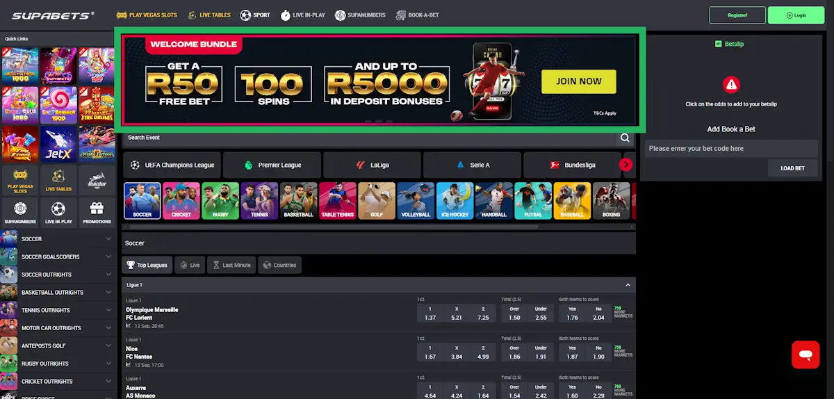 Supabets Welcome Bonus Screenshot