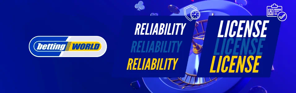 Betting World Sportsbook Reliability and License Banner