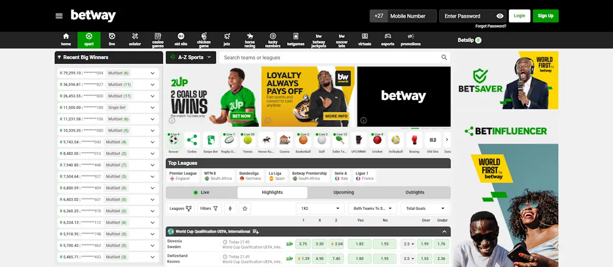 Betway Sport Webpage Screenshot