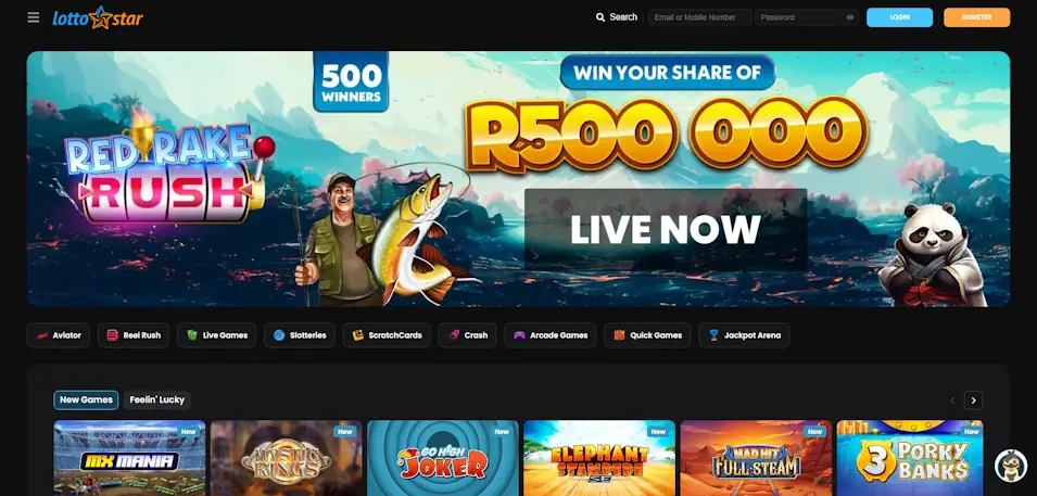 LottoStar Sportsbook Homepage Screenshot