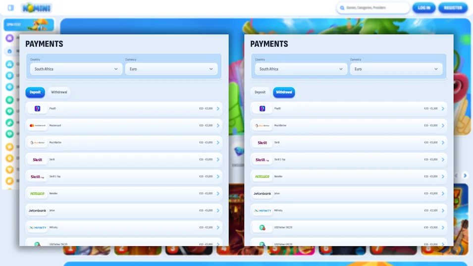 Nomini Sportsbook Payment Methods Banner