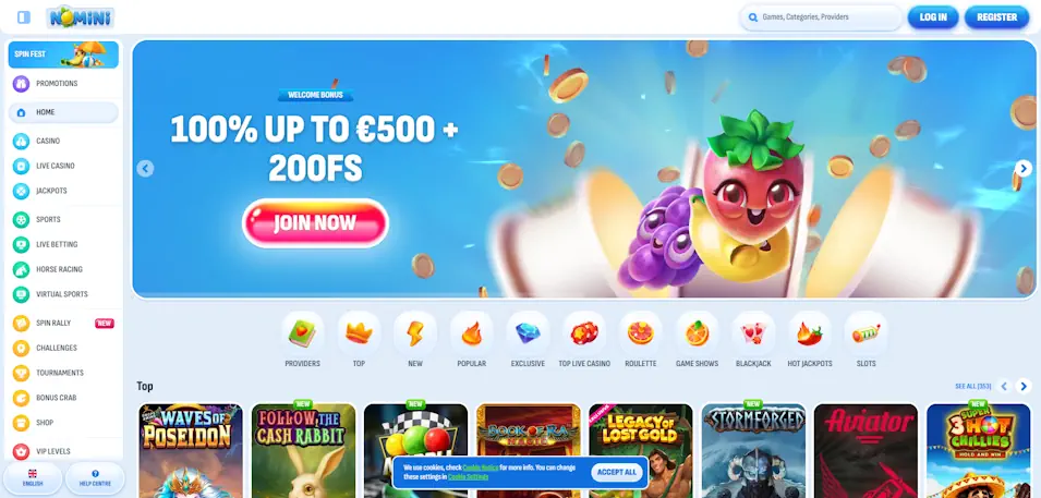 Nomini Sportsbook Site design Screenshot
