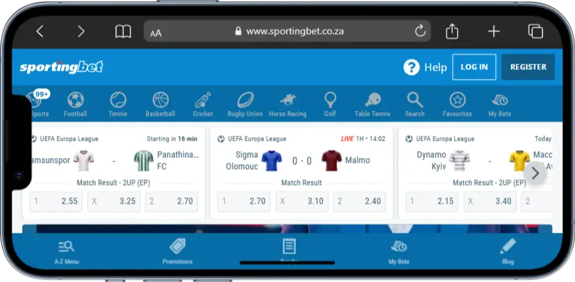 Sportingbet Sportsbook Website Screenshot
