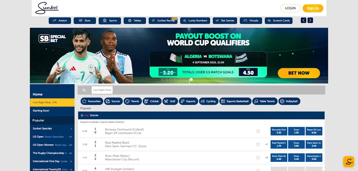 Sunbet Sport Betting Screenshot
