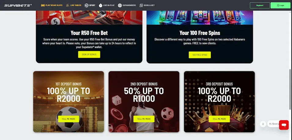 Supabets Sportsbook Casino Bonuses Screenshot