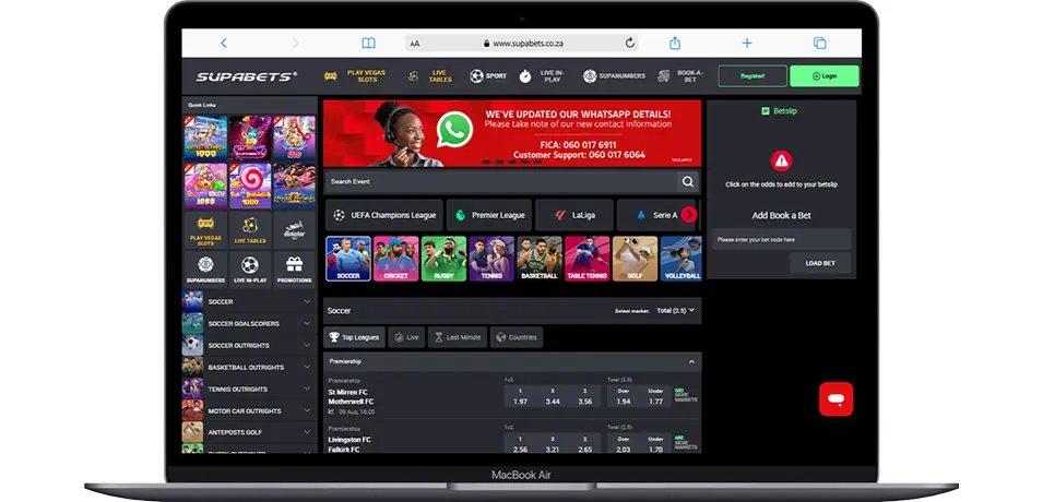 Supabets Sportsbook Desktop Site Banner