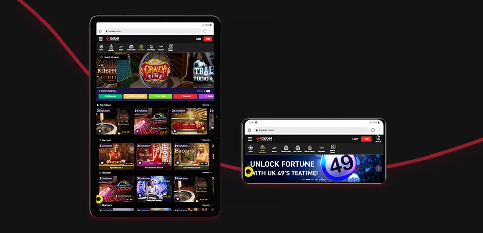 TopBet Sportsbook Mobile Experience and App Banner